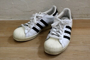 550■定番 adidas SUPER STAR スニーカー 80’ｓ 金ベロ ホワイト アディダス サイズ24cm スーパースター USED ■