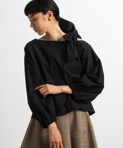 Kaonka on shoulder ribbon blouse * black 