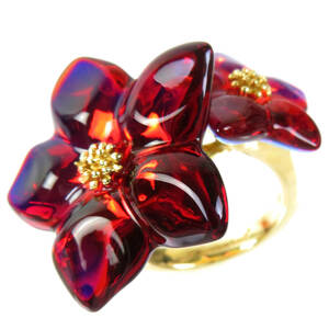 Редкая красота баккара баккара баккара с двойным цветом кольцо кольцо Iriselby Red Flower 14,5 № 14,5 T55 K18 750 Дам бесплатно доставка
