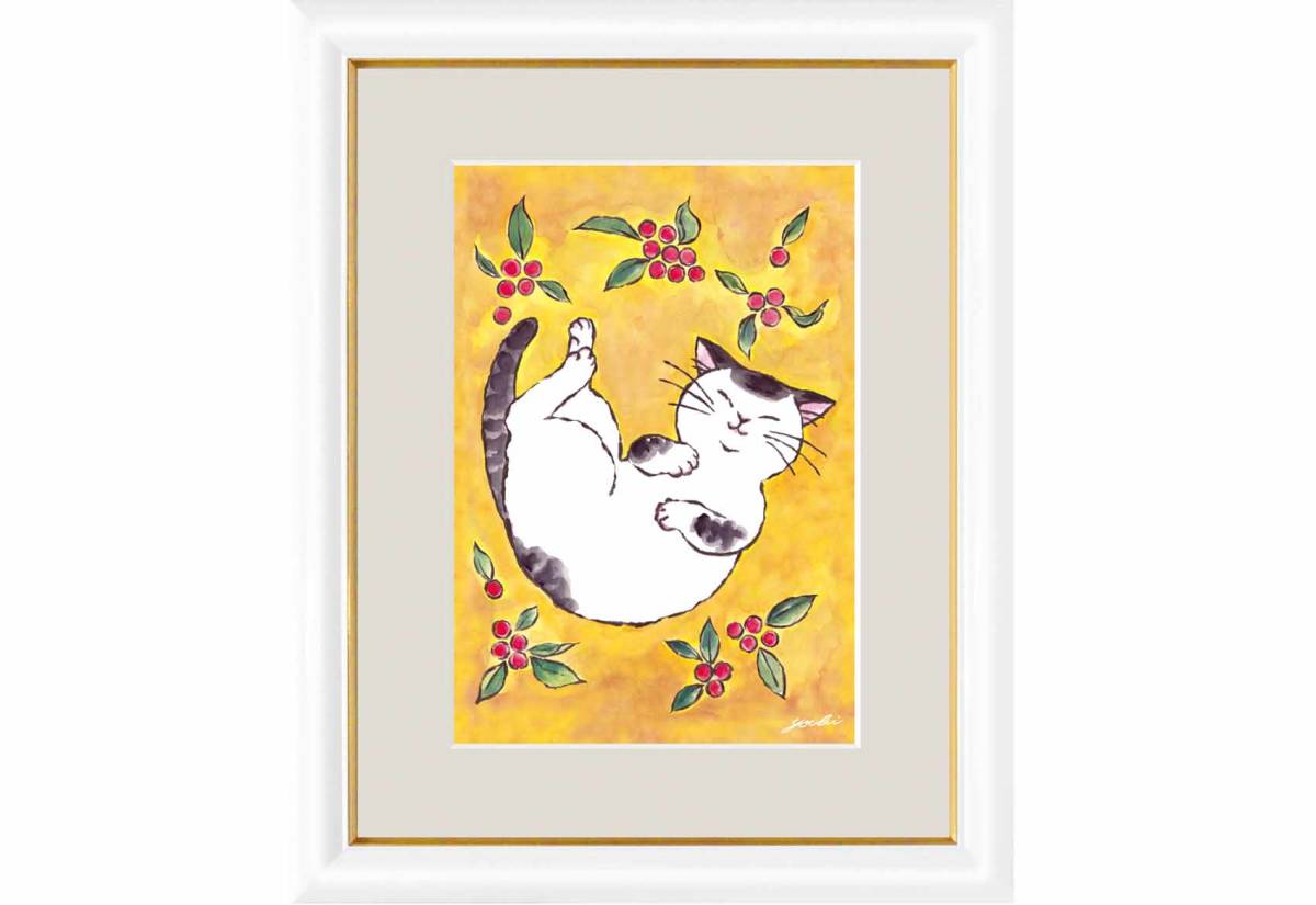 Nuevo Gororineko gato Animal pintura pintura impresión Animal gato feliz, obra de arte, imprimir, otros