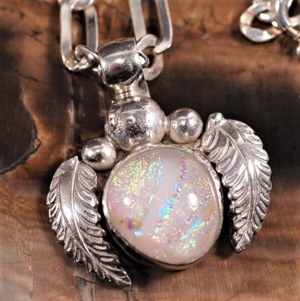 M528*vintage*1970s*アートガラス*ペンダント*ネックレス*モダン*刻印*銀925*アンティーク*ファッションジュエリー*アクセサリー
