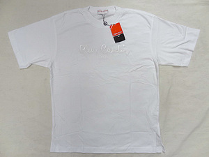 ビンテージ ピエールカルダン 70S 80S デッドストック ロゴ 刺繍 ホワイト 白 Tシャツ パリ ブランド 無地 グラフィック サイズ L コットン