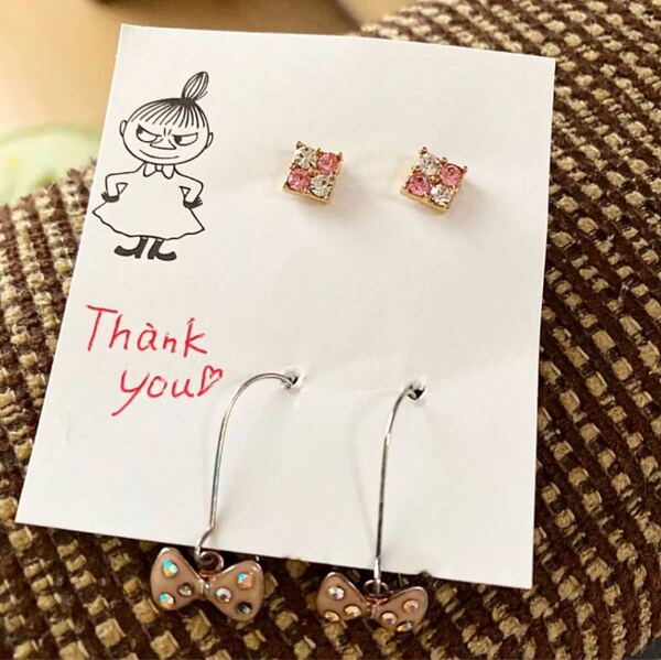ピアス ピンク 可愛い りぼん2個セット