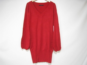 moussy Moussy tops knitted thin long height long sleeve V neck red red size 1