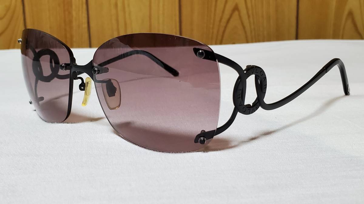 一番安い ブルガリ 正規レア B-zeroロゴメタルサングラス 眼鏡〇 黒メタリック×濃茶 サングラス/メガネ