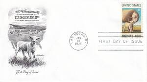 【ＦＤＣ】動物：アメリカの羊毛産業４５０年・雌羊と仔羊（１９７1年）（アメリカ）　t2028