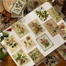 □■□43022-HS□■□[FLAKE-STICKER] ヴィンテージSTAMP_RETRO FLOWER PLANT CODE_画像3