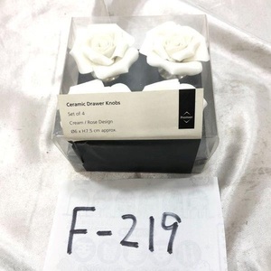 Ceramic Drawer Knobs Set of 4 Cream Rose Design クリーム ローズ バラ ドアノブ 取っ手 つまみ インテリア 装飾 Φ6xH7.5 cm F-219