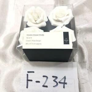 Ceramic Drawer Knobs Set of 4 Cream Rose Design クリーム ローズ バラ ドアノブ 取っ手 つまみ インテリア 装飾 Φ6xH7.5 cm F-234