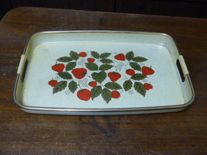  Showa Retro tray O-Bon strawberry cream lame plastic miscellaneous goods kitchen Cafe interior display retro pop used 