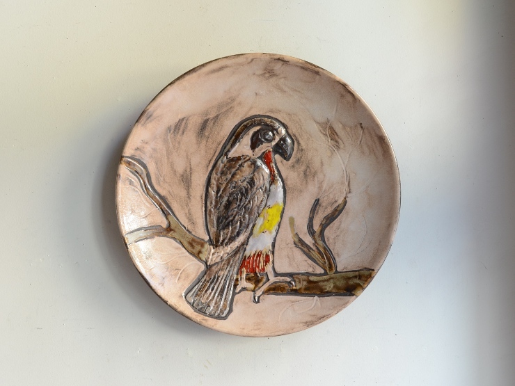 Antique Bird Pattern Object Vintage Design Painting Wall Decoration Wall Hanging Ceramic Plate (Picture Plate) Diameter 37cm, antique, collection, miscellaneous goods, others