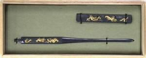 二所物 小柄 笄 龍図　夫婦龍 象嵌 金属彫刻 日本刀 刀装具 刀剣小道具