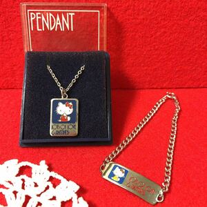  Hello Kitty * accessory set *2 point set *1976 year * necklace * bracele * Showa Retro old Logo that time thing * Sanrio * rare 