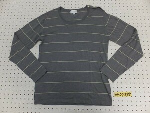 〈送料280円〉green label relaxing UNITED ARROWS ユナイテッドアローズ レディース 薄手 ボーダー ニットカットソー M グレークリーム