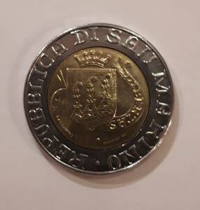 サンマリノ 1989年 500リラ 硬貨