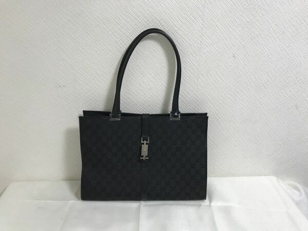 美品本物グッチGUCCI本革レザーナイロンGG柄ジャッキービジネスバッグハンドトートボストンバック黒ブラックメンズレディース旅行トラベル