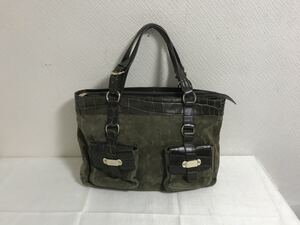 本物フルラFURLA本革クロコ型押しスエードレザーデカビッグトートビジネスバッグハンドボストンバック茶トラベル旅行メンズレディース
