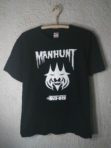 ｎ6962　レア　紫焔　SHI-EN　MANHUNT　プリント　プロレス　格闘技　tシャツ　人気　送料格安