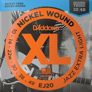 D'Addario EJ20 Nickel Wound 3 string wow ndo010-049 D'Addario electric guitar string 