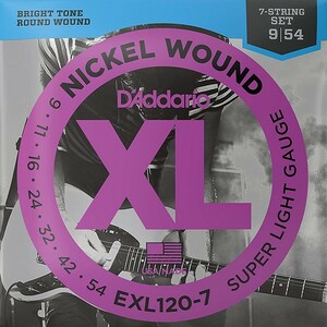 7 струна для D'Addario EXL120-7 Nickel Wound 009-054 D'Addario электрогитара струна 