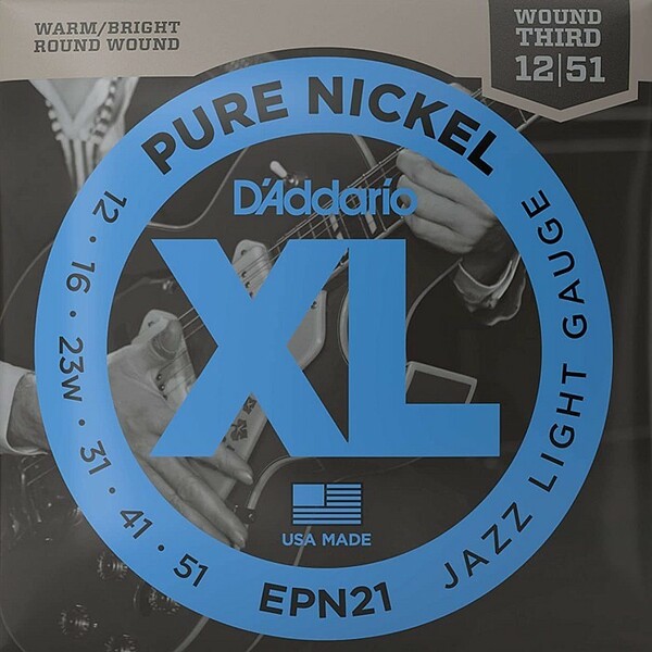 D'Addario EPN21 Pure Nickel 3弦ワウンド 012-051 ダダリオ エレキギター弦