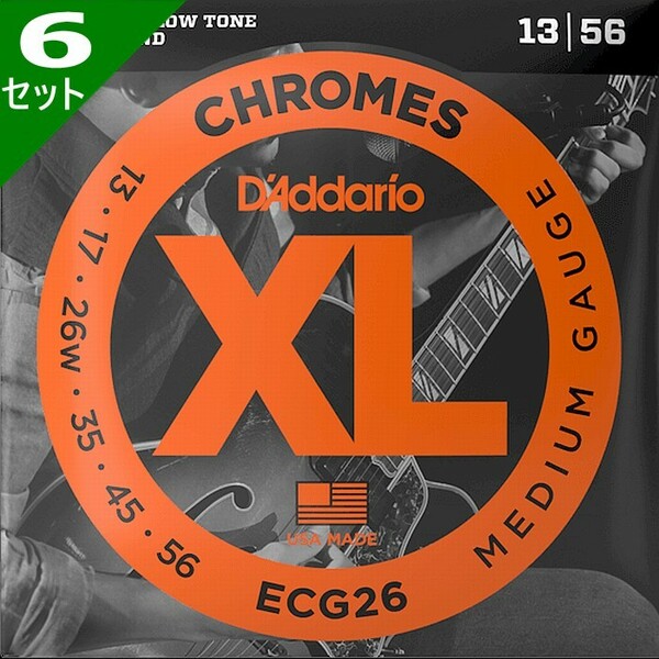 6セット D'Addario ECG26 Flat Wound 3弦ワウンド 013-056 ダダリオ フラットラウンド エレキギター弦