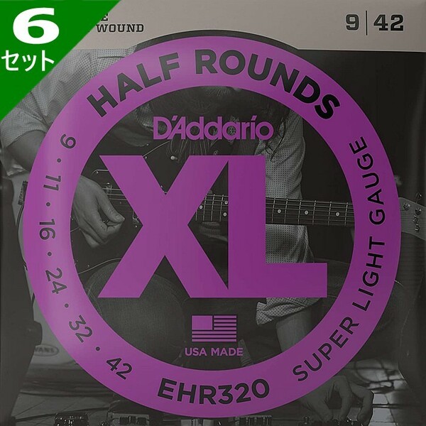 6セット D'Addario EHR370 Half Rounds 011-049 ダダリオ ハーフラウンド エレキギター弦