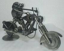 ★　鉄のナツトで造り上げた　バイクに乗った蛙　置物オブジェ　飾り　縁起物(無事蛙)_画像2