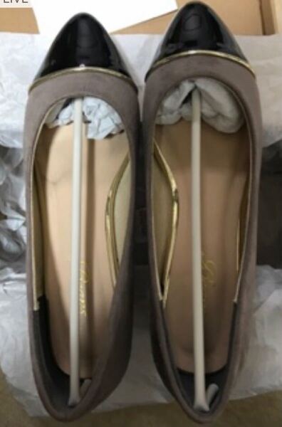 美品 Ami Amiつま先切替バイカラー2センチヒールパンプス