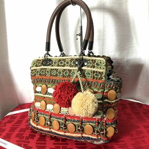 美品 JAMIN PUECH ジャマンピュエッシュ 編み込み 装飾 バッグ