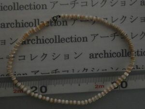 archicollection社内バラ単品no.11　玉8mm39cm 白玉ガラスネックレス　玉反射　未使用　民族衣装布等　本物　手仕事　刺繍手芸材料