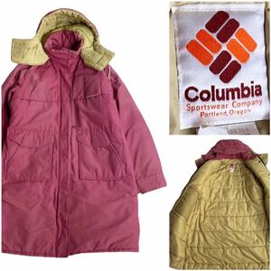 USA製 80's COLUMBIA コロンビア ヴィンテージ ダウン コート ジャケット 茶タグ コーデュラナイロン ピンク M アークティックパーカ