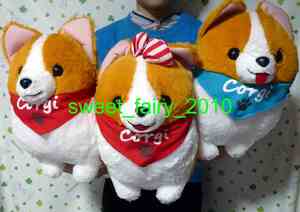 i... Corgi * BIG! large Corgi soft toy /..../ all 3 kind / together / blue bandana / red bandana / postage 1600 jpy ~!!!