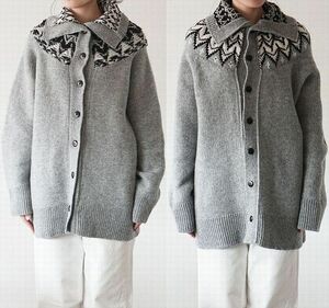 定価56,100円 babaco ババコ nordic cardigan リバーシブル ノルディック ニット カーディガン gray