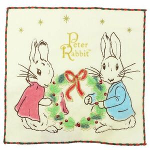 * new goods Peter Rabbit Peter Rabbit Mini handkerchie No8 Christmas wreath embroidery 