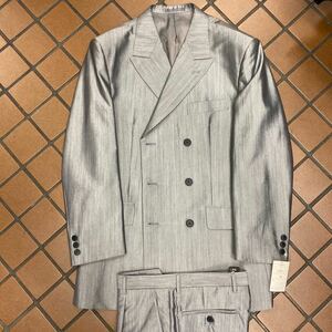  new goods unused silky pearl style double 6.3.. suit L size double-breasted suit silky do