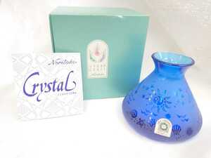 未使用 Noritake ノリタケ クリスタル 花瓶 青　CRYSTAL ブルー 一輪挿し　55235 ★Q-124