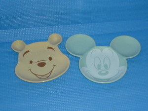 a★未使用★Disney ミッキーマウスとくまのプーさん陶器製フェイスプレートセット