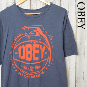 ST2158 オベイ OBEY Tシャツ L 肩幅57 プロパガンダ 手榴弾 メール便可 xqの画像1