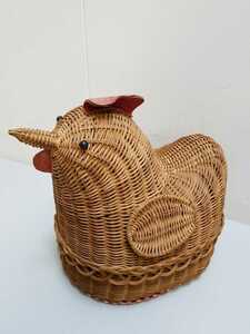  retro chicken basket height approximately 30. cane basket rattan cover attaching antique Vintage retro pop table wear interior 