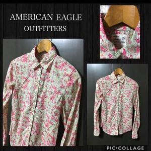 *American Eagle Outfitters American Eagle Outfitters рубашка с длинным рукавом one отметка вышивка входить цветочный принт тонкий женский XS прекрасный товар 