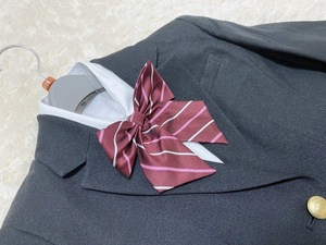  girl 150 size :[DECORA PINKY'S] formal suit * jacket & check pattern pleated skirt & long sleeve blouse & ribbon Thai : black * gray 