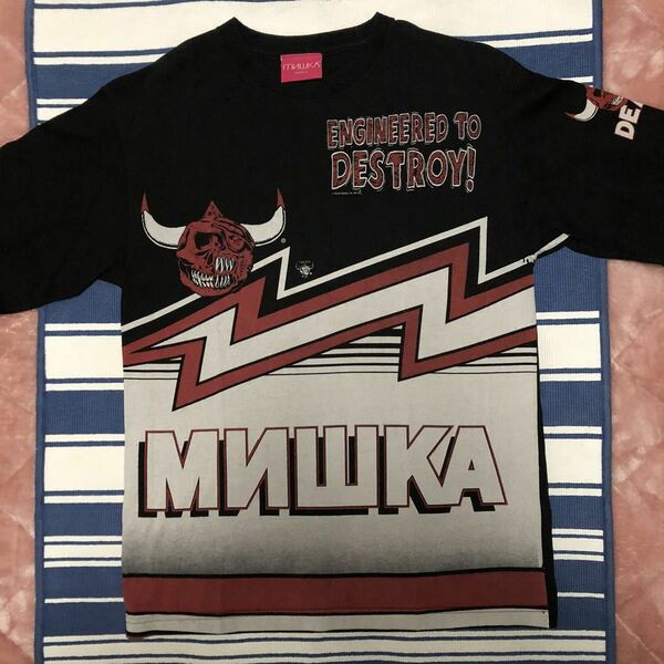 中古 美品 mishka 長袖 Tシャツ M ブラック 黒 ロンT DEATH 78 ミシカ keep watch adders simon 目玉 クマ サイモン