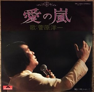 ●7inch.レコード//愛の嵐/風に吹かれて/菅原洋一/1975年//ぴったりジャストサイズ未使用外袋入り