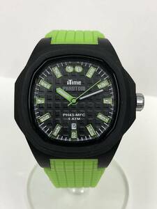 iTime PHANTOM クォーツ 腕時計 ブラック×黄緑 ライトグリーン PH43-MFC シリコンベルト メンズ ユニセックス アイタイム SS-792364