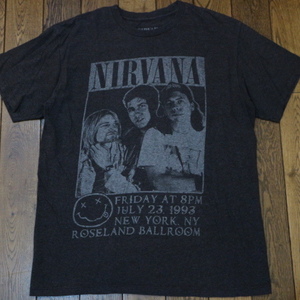 NIRVANA ニルヴァーナ Tシャツ M グレー Roseland Ballroom ライブ フォト ロゴ カートコバーン スマイル オフィシャル バンド ロック