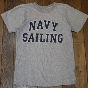 90s USA製 NAVY SAILING Tシャツ S 杢グレー 半袖 Naval Academy Gift Shop 海軍兵学校 米軍 ミリタリー カレッジ ヴィンテージ
