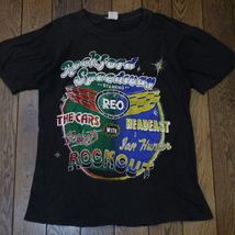 70s REO SPEEDWAGON パキ綿 Tシャツ M ブラック Rockford Speedway ツアー REOスピードワゴン パキスタン バンド ロック ヴィンテージ_画像2