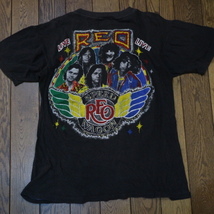 70s REO SPEEDWAGON パキ綿 Tシャツ M ブラック Rockford Speedway ツアー REOスピードワゴン パキスタン バンド ロック ヴィンテージ_画像1