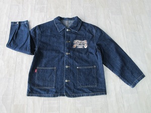 [ free shipping!]{ for children! Kids!}*Good design![ Captain Santa ] cotton 100% Denim jacket coverall *L